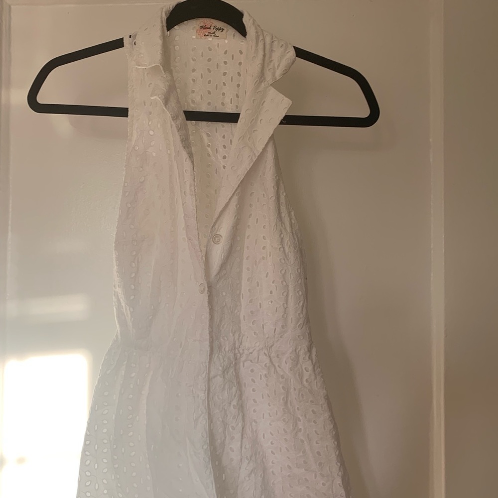 Eyelet white mini dress